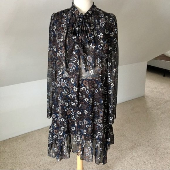 See By Chloe Dresses & Skirts - -SOLD- See By Chloe Large High Neck Button Down Pussy Bow Sheer Dress